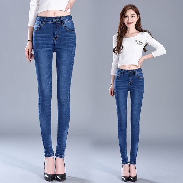 high waist jeans female slim feet trousers spring and autumn new stretch slim pencil denim pants women black blue
high waist jeans female slim feet trousers spring and autumn new stretch slim pencil denim pants women black blue