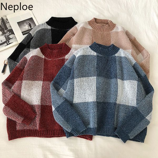 neploe korean contrast color plaid sweater 2019 autumn winter women long sleeve jumper pullover half turtleneck pull femme 55983, White;black
neploe korean contrast color plaid sweater 2019 autumn winter women long sleeve jumper pullover half turtleneck pull femme 55983, White;black