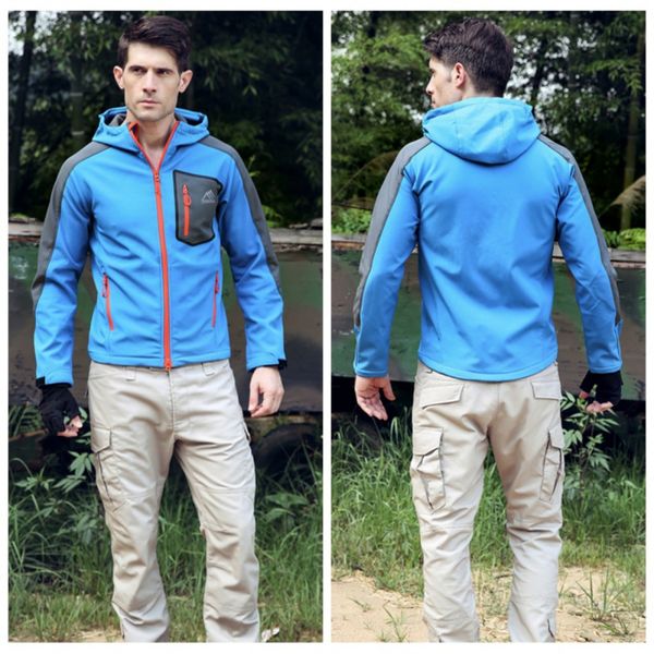men outdoor jacket waterproof hooded softshell fleece rain coat windbreaker camping trekking sportswear, Blue;black
men outdoor jacket waterproof hooded softshell fleece rain coat windbreaker camping trekking sportswear, Blue;black