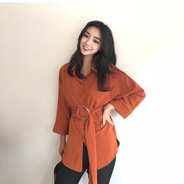 5 colors autumn turn-down collar shirt with sashes women stylish chic and shirts ladies harajuku chemise 2019 pv40, White
5 colors autumn turn-down collar shirt with sashes women stylish chic and shirts ladies harajuku chemise 2019 pv40, White
