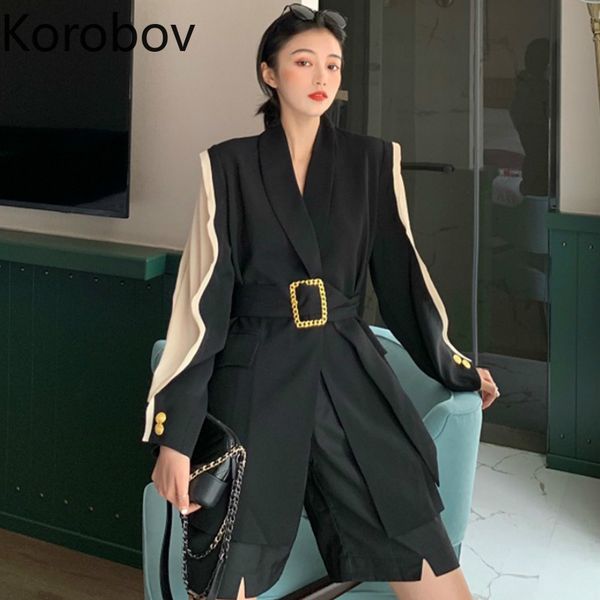 korobov women hit color patchwork long sleeve blazer new sashes loose casual blazers elegant ol pockets female coat 78944, White;black
korobov women hit color patchwork long sleeve blazer new sashes loose casual blazers elegant ol pockets female coat 78944, White;black