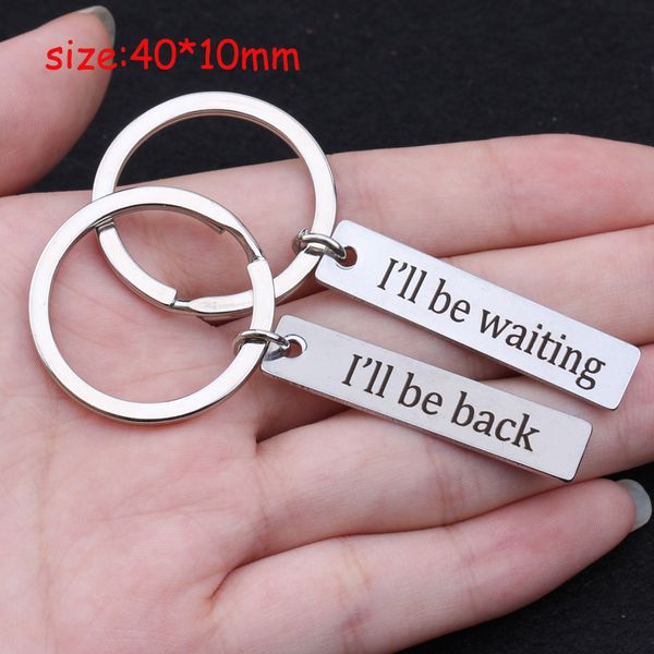 keychain engraved i will be back and i will be waiting for lovers' couple gift key tag key ring holder, Silver
keychain engraved i will be back and i will be waiting for lovers' couple gift key tag key ring holder, Silver