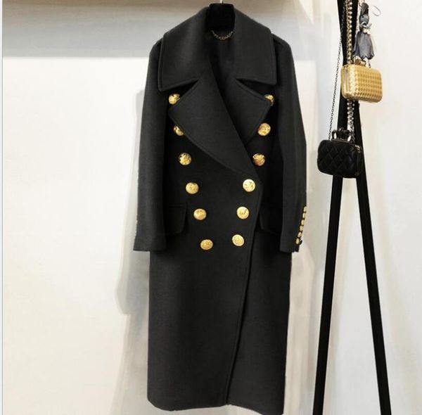 2018 new winter double button x-long wool blends long sleeve slim celebrity fshion coats high quality, Black
2018 new winter double button x-long wool blends long sleeve slim celebrity fshion coats high quality, Black