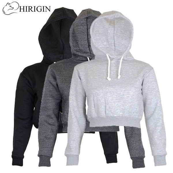 hirigin 2017 autumn women's solid crop hoodie long sleeve jumper hooded pullover coat casual sweatshirt sudaderas mujer, Black
hirigin 2017 autumn women's solid crop hoodie long sleeve jumper hooded pullover coat casual sweatshirt sudaderas mujer, Black