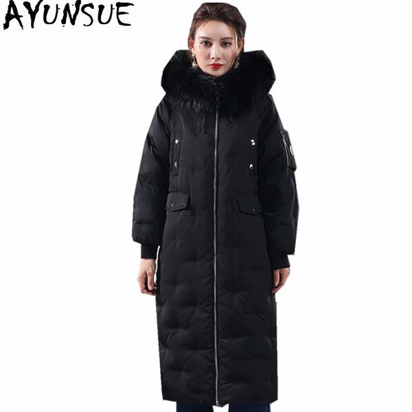 ayunsue women's white duck down jackets raccoon fur collar long parka warm winter jacket women thick coat chaqueta mujer wxf449, Black
ayunsue women's white duck down jackets raccoon fur collar long parka warm winter jacket women thick coat chaqueta mujer wxf449, Black