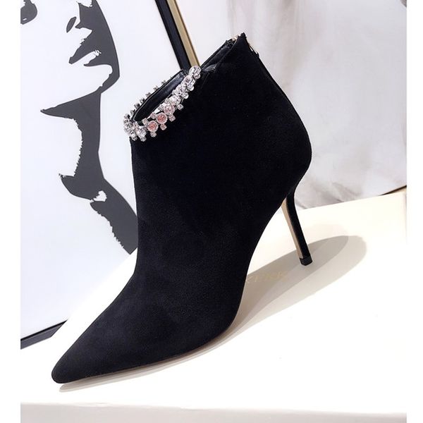 boots elegant crystal ankle black suede stiletto heels pointed toe dress shoes low zipper fashion celebrating party
boots elegant crystal ankle black suede stiletto heels pointed toe dress shoes low zipper fashion celebrating party