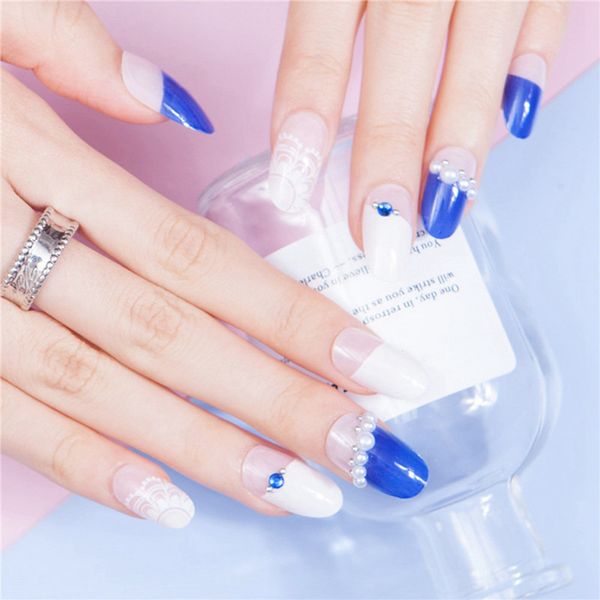 blue and white lace bride 24pcs french printing false nail with diamonds nail tips art design fake nails with glue sticker, Red;gold
blue and white lace bride 24pcs french printing false nail with diamonds nail tips art design fake nails with glue sticker, Red;gold