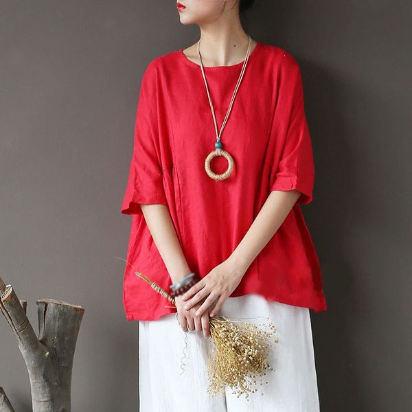 summer women vintage linen shirts loose solid colors batwing sleeve shirts half sleeve o-neck casual, White
summer women vintage linen shirts loose solid colors batwing sleeve shirts half sleeve o-neck casual, White