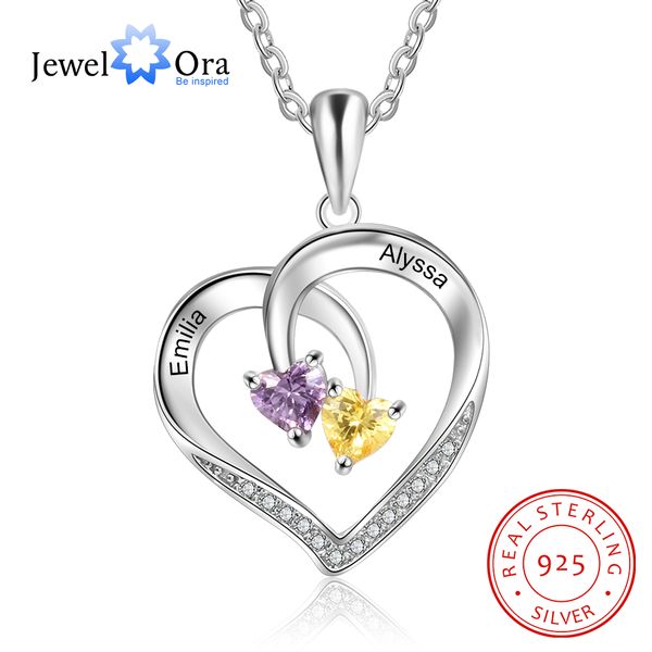 925 ожерелья сердца стерлингового серебра персонализированного 2 birthstones гравировка имя пара ожерелье серебряных ювелирных подарки для ж, Silver
925 ожерелья сердца стерлингового серебра персонализированного 2 birthstones гравировка имя пара ожерелье серебряных ювелирных подарки для ж, Silver