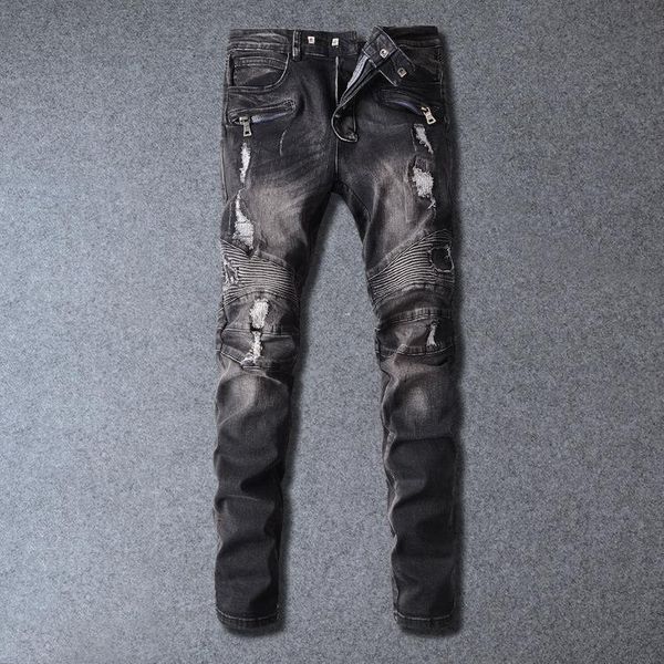 2019 fa hion bal jean for men men de igner men denim biker runway ribbed biker trou er lim di tre ed wa hed ripped pant 12 type, Blue
2019 fa hion bal jean for men men de igner men denim biker runway ribbed biker trou er lim di tre ed wa hed ripped pant 12 type, Blue
