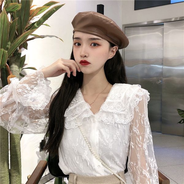 2020 spring flare sleeves hollow out fresh hook flowers v-neck elegant casual female ruffles sweet loose chiffon shirt, White
2020 spring flare sleeves hollow out fresh hook flowers v-neck elegant casual female ruffles sweet loose chiffon shirt, White