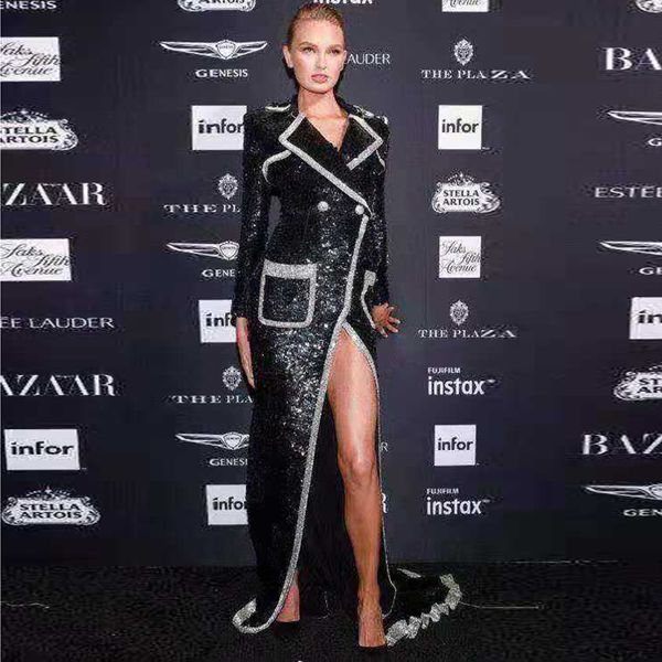 2019 new women's fashion star coat windbreaker black sequins long-sleeved double-breasted long coat women's jacket, Tan;black
2019 new women's fashion star coat windbreaker black sequins long-sleeved double-breasted long coat women's jacket, Tan;black