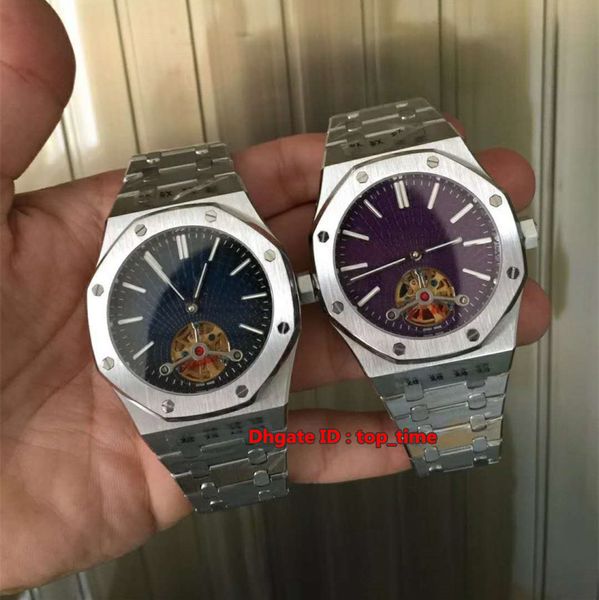 2 style watch 41mm tourbillon automatic mens watch 26522st purple / blue dial stainless steel bracelet gents watches, Slivery;brown
2 style watch 41mm tourbillon automatic mens watch 26522st purple / blue dial stainless steel bracelet gents watches, Slivery;brown