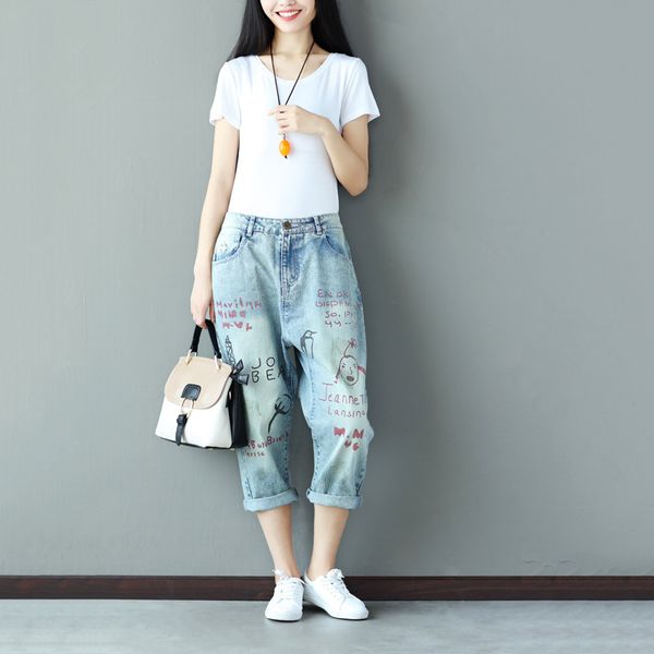colored drawing letters denim women jeans loose plus size harem pants personality washed vintage casual trousers women clothes, Blue
colored drawing letters denim women jeans loose plus size harem pants personality washed vintage casual trousers women clothes, Blue