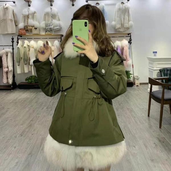 parka real fur coat winter women natural real fur jacket with collar genuine rex lining thick warm female parkas, Black
parka real fur coat winter women natural real fur jacket with collar genuine rex lining thick warm female parkas, Black