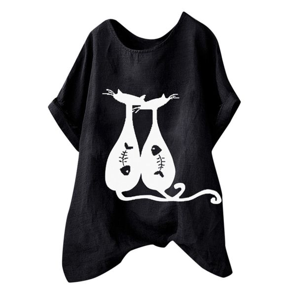 fashion women blouses camisas mujer print cat and fish o-neck cotton ladies plus size 5xl short sleeve female blusas l*5, White
fashion women blouses camisas mujer print cat and fish o-neck cotton ladies plus size 5xl short sleeve female blusas l*5, White