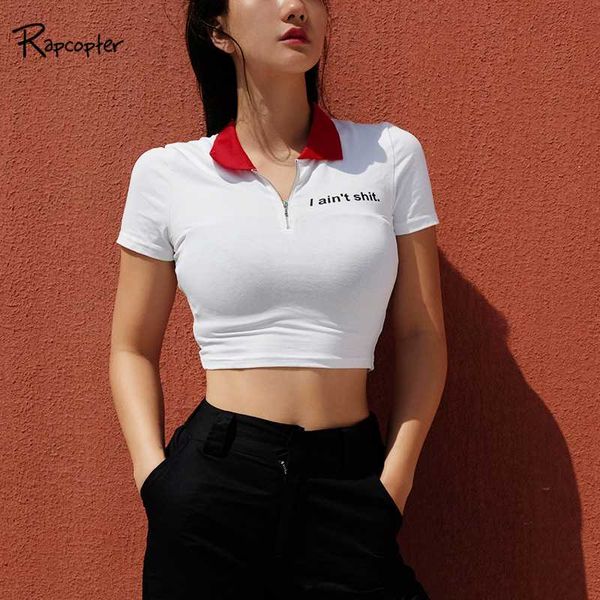 rapcopter women white cropped turn-down collar t shirt summer slim waist cotton crop 2020 streetwear zip up tee shirt femme
rapcopter women white cropped turn-down collar t shirt summer slim waist cotton crop 2020 streetwear zip up tee shirt femme