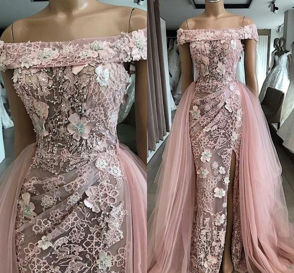 dusty pink 3d flowers mermaid evening dresses elegant off the shoulder detachable train plus size prom gown 2020 formal party dress, Black;red
dusty pink 3d flowers mermaid evening dresses elegant off the shoulder detachable train plus size prom gown 2020 formal party dress, Black;red
