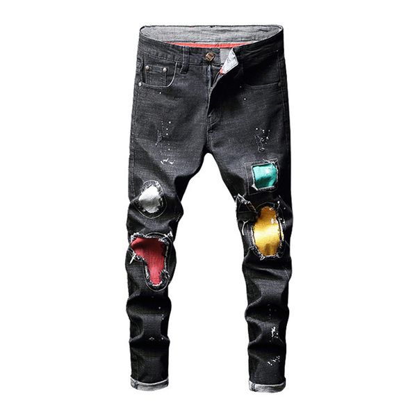 men's jeans mens fashion street hole slim fit sell denim pants male full length casual streetwear, Blue
men's jeans mens fashion street hole slim fit sell denim pants male full length casual streetwear, Blue