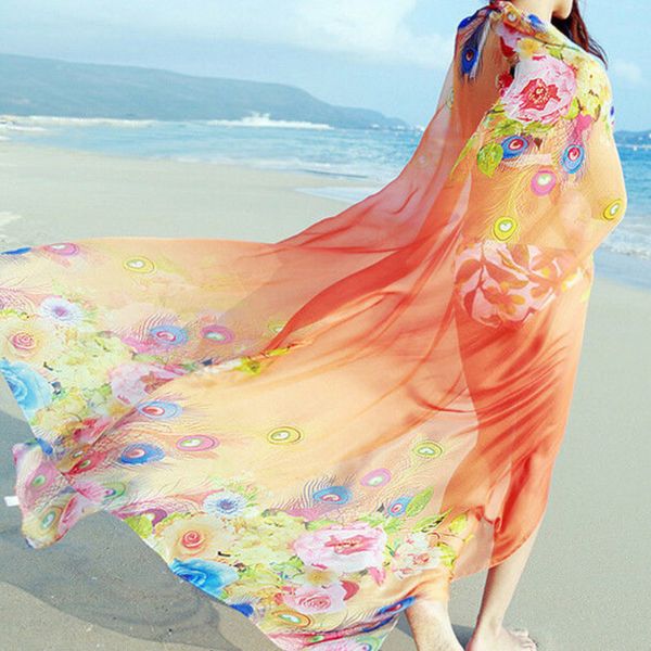 2019 elegant floral print cover up women silky chiffon big shawl scarf beach dress sarong, Blue;gray
2019 elegant floral print cover up women silky chiffon big shawl scarf beach dress sarong, Blue;gray