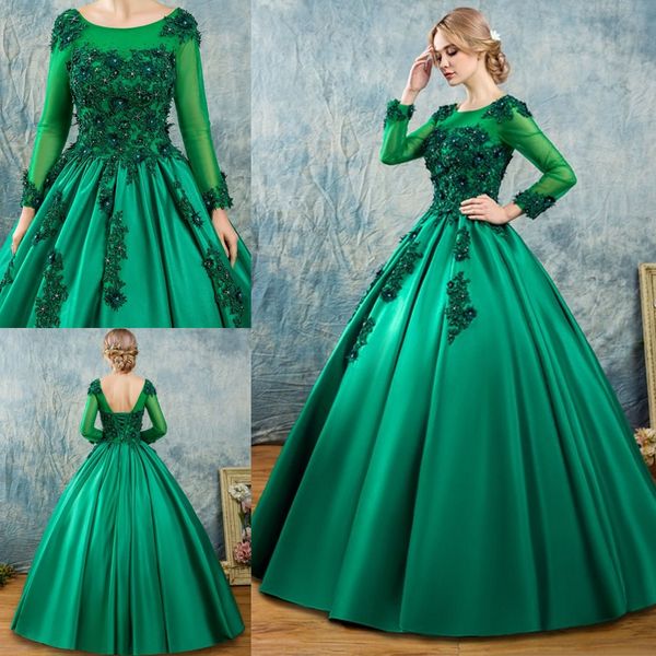 green scoop neck appliques beaded long sleeves quinceanera dress satin sweet 16 birthday prom party dress custom made, Blue;red
green scoop neck appliques beaded long sleeves quinceanera dress satin sweet 16 birthday prom party dress custom made, Blue;red