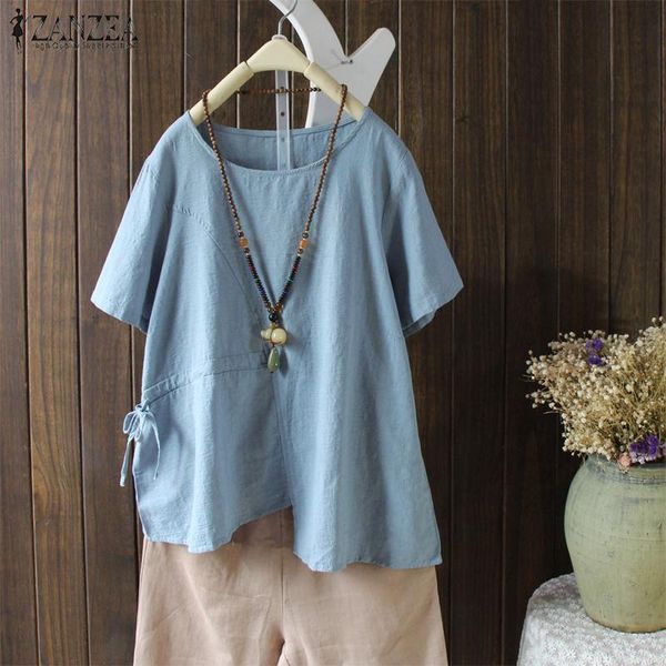 zanzea 2019 summer vintage women short sleeve solid cotton linen blouse casual lace up feminina shirt blusas plus size, White
zanzea 2019 summer vintage women short sleeve solid cotton linen blouse casual lace up feminina shirt blusas plus size, White