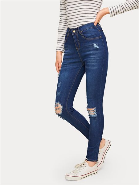 womens ripped jeans fashion solid color skinny feet pants burst casual fashion famale trousers, Blue
womens ripped jeans fashion solid color skinny feet pants burst casual fashion famale trousers, Blue