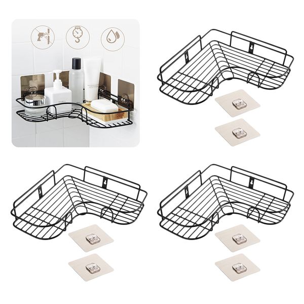 3 pieces shower caddy toilet storage organizer rack with adhesive triangle rustproof black
3 pieces shower caddy toilet storage organizer rack with adhesive triangle rustproof black