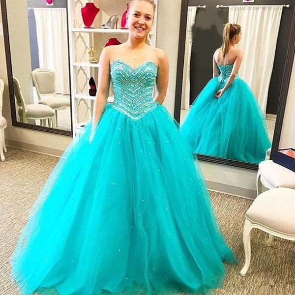 sweetheart quinceanera dresses luxury beaded lace up back sweet 16 prom gowns long tulle princess banquet party dress, Blue;red
sweetheart quinceanera dresses luxury beaded lace up back sweet 16 prom gowns long tulle princess banquet party dress, Blue;red