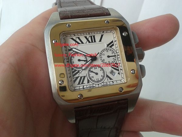 factory supplier 100 xl 42mm stainless steel gold quartz chronograph w20091x7 men's date wristwatches leather strap white dial, Slivery;brown
factory supplier 100 xl 42mm stainless steel gold quartz chronograph w20091x7 men's date wristwatches leather strap white dial, Slivery;brown