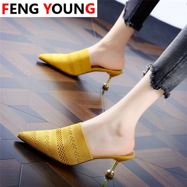 women 2020 summer shoes breathable high heels mules slippers women pointed toe thin heels fashion party ladies shoes, Black
women 2020 summer shoes breathable high heels mules slippers women pointed toe thin heels fashion party ladies shoes, Black
