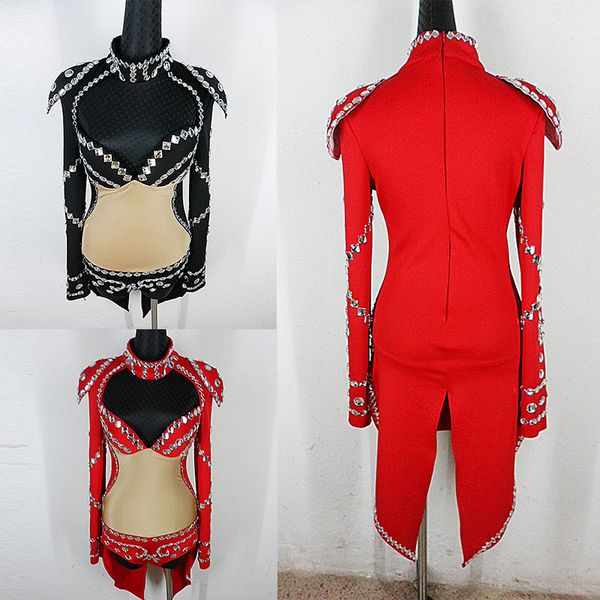 handmade rhinestone nude bodysuit tuxedo nightclub bar performance wear female singer dj ds stage costume party uniform dwy3268, Black;red
handmade rhinestone nude bodysuit tuxedo nightclub bar performance wear female singer dj ds stage costume party uniform dwy3268, Black;red