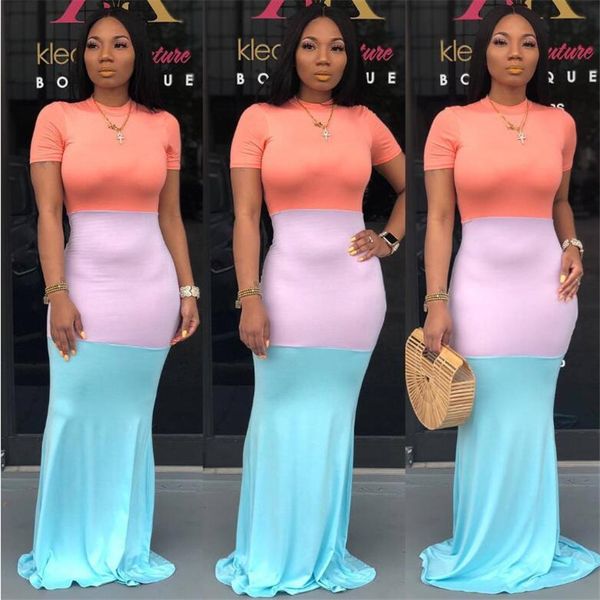 women summer long dress back zip tight maxi dresses color strips patchwork short sleeve skinny full-length dinner evening gown s-xl ly0304, White
women summer long dress back zip tight maxi dresses color strips patchwork short sleeve skinny full-length dinner evening gown s-xl ly0304, White