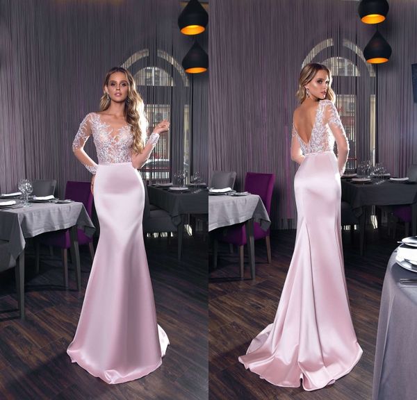 cristallini 2019 prom dresses illusion jewel long sleeve backless lace satin evening gowns sweep train mermaid special occasion dress, Black
cristallini 2019 prom dresses illusion jewel long sleeve backless lace satin evening gowns sweep train mermaid special occasion dress, Black