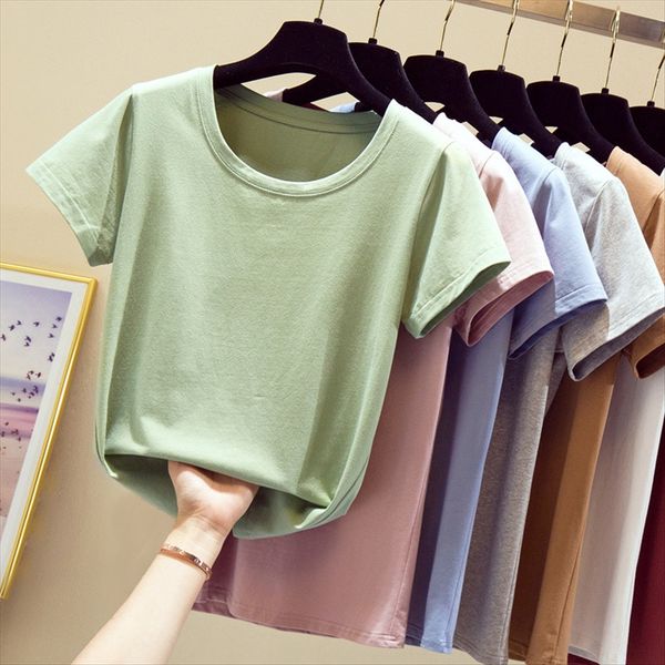 2020 ins ide round collar t-shirt ins fashion short-sleeved t-shirt female slim and slim versatile student top, White
2020 ins ide round collar t-shirt ins fashion short-sleeved t-shirt female slim and slim versatile student top, White
