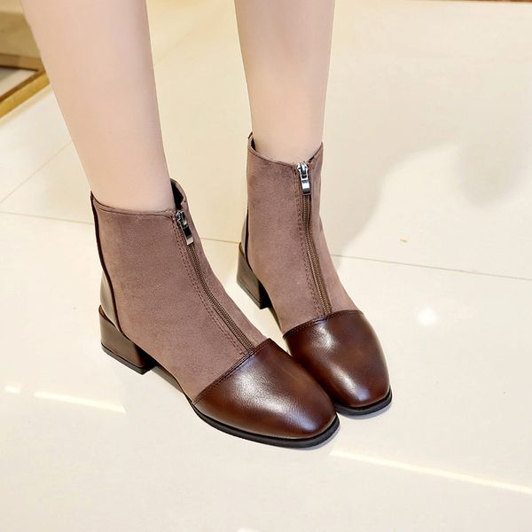 ankle square heel casual fashion women ankle boots solid sewing vintage boots autumn 2018 med zip flock big size shoes, Black
ankle square heel casual fashion women ankle boots solid sewing vintage boots autumn 2018 med zip flock big size shoes, Black