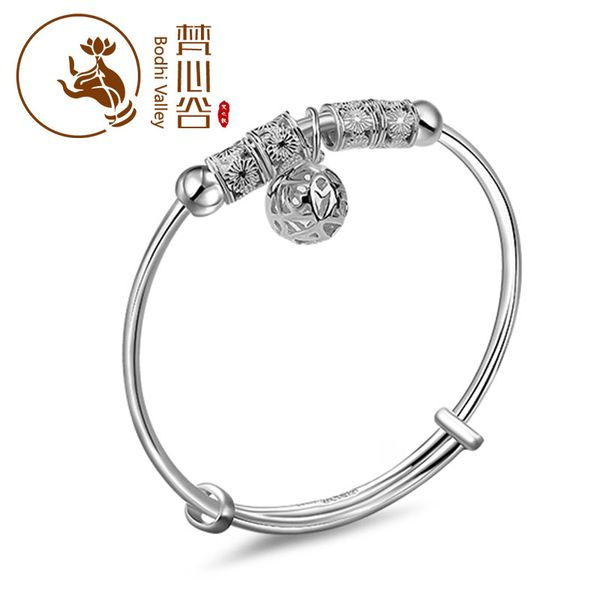 999 foot silver bracelet hollow flower ball pulling adjustable bracelet to send girlfriend fashion sweet silver, Black
999 foot silver bracelet hollow flower ball pulling adjustable bracelet to send girlfriend fashion sweet silver, Black