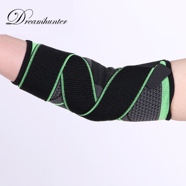 

bandage strap elastic basketball elbow supports brace nylon tennis bodybuilding gym compression arm elbow pads protector, Black;gray