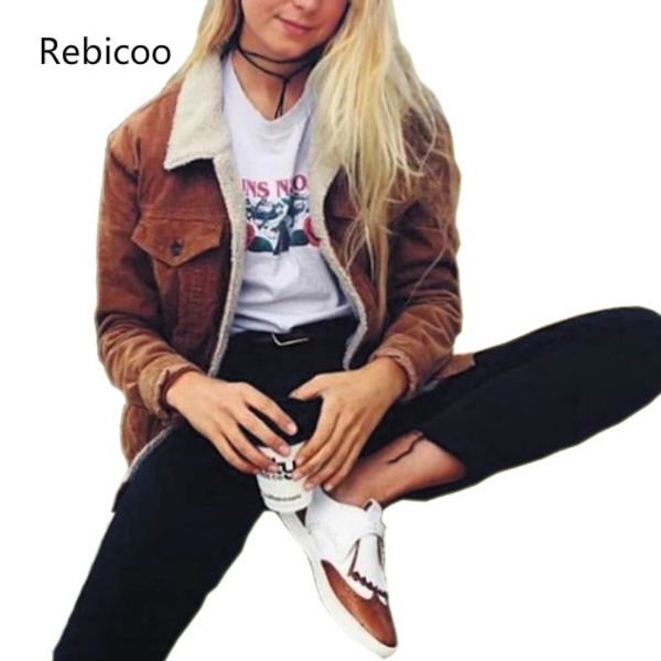 2018 spring women basic coats lambs wool corduroy jacket ladies long sleeve turn down collar warm winter coat streetwear, Black;brown
2018 spring women basic coats lambs wool corduroy jacket ladies long sleeve turn down collar warm winter coat streetwear, Black;brown