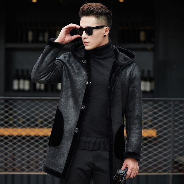 luxury wool overcoat business shearling real sheep fur coat men winter warm thick hooded reversible outerwear brand fur jacket, Black
luxury wool overcoat business shearling real sheep fur coat men winter warm thick hooded reversible outerwear brand fur jacket, Black