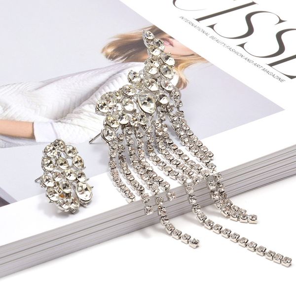 wholesale irregular metal dangle long drop earrings hanging clear crystals chain tassels fine jewelry accessories for women, Golden
wholesale irregular metal dangle long drop earrings hanging clear crystals chain tassels fine jewelry accessories for women, Golden
