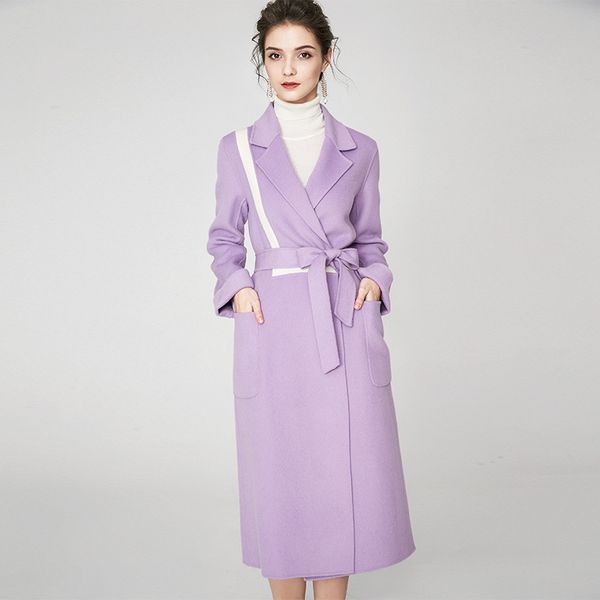 double sided cashmere coat women's 2019 new long lace up wool coat loose and thin coat, Black
double sided cashmere coat women's 2019 new long lace up wool coat loose and thin coat, Black