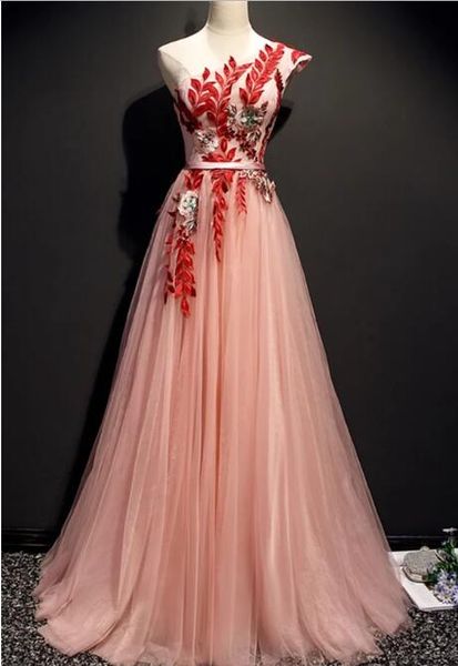 2020 new real picture line pink one shoulder tulle red applique long prom dress party special occasion evening dress paolo sebastian, Black
2020 new real picture line pink one shoulder tulle red applique long prom dress party special occasion evening dress paolo sebastian, Black