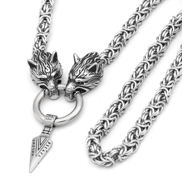 nordic viking wolf with odin sword gungnir necklace stainless steel for men -king chain with valknut gift bag, Silver
nordic viking wolf with odin sword gungnir necklace stainless steel for men -king chain with valknut gift bag, Silver