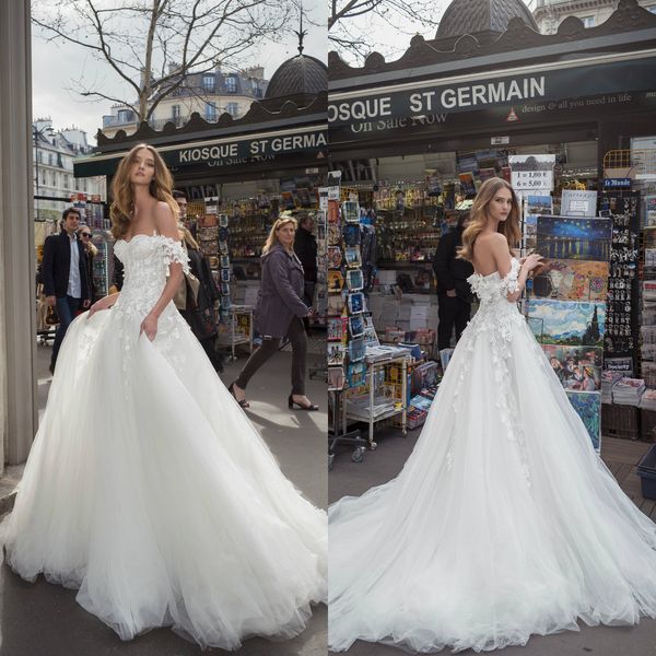2019 julie vino lace wedding dresses off the shoulder a line beaded boho wedding dress 3d floral appliqued plus size beach bridal gowns, White
2019 julie vino lace wedding dresses off the shoulder a line beaded boho wedding dress 3d floral appliqued plus size beach bridal gowns, White