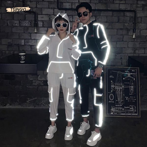tsingyi reflective multi-pocket shirts+ankle-length cargo pants 2pcs sets tracksuit men women couples streetwear reflect sets, Gray
tsingyi reflective multi-pocket shirts+ankle-length cargo pants 2pcs sets tracksuit men women couples streetwear reflect sets, Gray