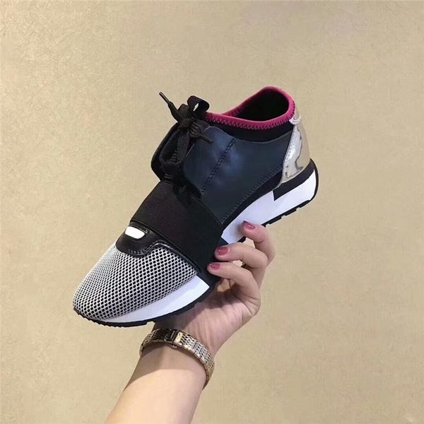 new brand race runner shoes man woman's fashion designer stripe lace up patchwork leather mesh sneaker casual shoe yellow bottom s02, Black
new brand race runner shoes man woman's fashion designer stripe lace up patchwork leather mesh sneaker casual shoe yellow bottom s02, Black