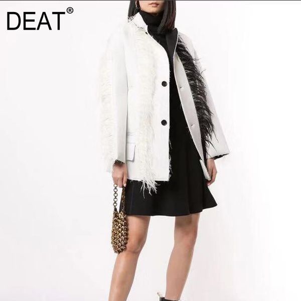 deat 2020 new winter fashion feather aptchwork single breasted white wool coat female runway stules fur jacket wk25500l, Tan;black
deat 2020 new winter fashion feather aptchwork single breasted white wool coat female runway stules fur jacket wk25500l, Tan;black