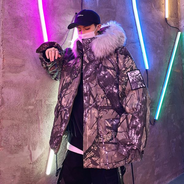 hip hop big fur collar hooded parkas cotton coats men winter warm print high street mens parkas chinese style overcoat man, Black
hip hop big fur collar hooded parkas cotton coats men winter warm print high street mens parkas chinese style overcoat man, Black