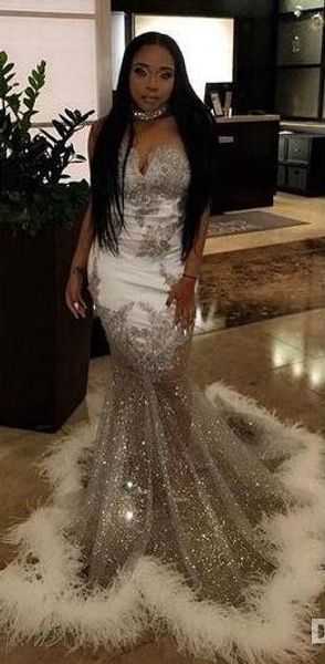black girls mermaid white feather prom dress 2020 sparkling silver sequins sweetheart see through skirt long graduation dresses party gowns
black girls mermaid white feather prom dress 2020 sparkling silver sequins sweetheart see through skirt long graduation dresses party gowns